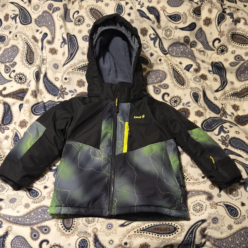 Kamik Black and Green Kids Puffer Jacket
